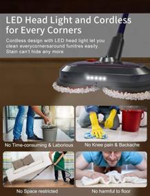 img 2 attached to 🧹 Cordless Electric Mop with LED Headlight and Sprayer, 300ml Water Tank, for Hardwood, Tile, Laminate Floors - Less than 50dB