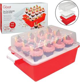 img 4 attached to 🧁 24 Large Cupcake and Muffin Carrier - Convenient 2 Layer Snap-on-Lid Caddy Container for Easy Transport and Storage