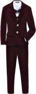 🤵 yuanlu kids velvet suits 5 piece slim fit burgundy dress suit set for wedding logo