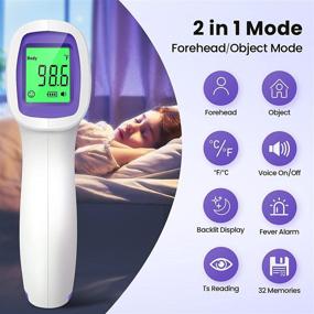 img 3 attached to Medical Digital Thermometer for Adults and Kids - No-Touch Forehead Thermometer, 🌡️ 2-in-1 Body & Surface Mode, Instant Readings with Fever Alarm, Memory Function, Silent Mode