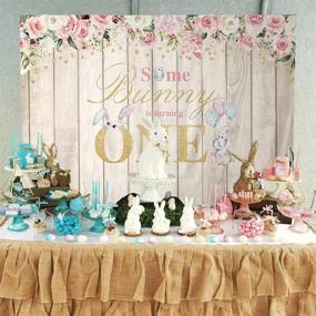 img 3 attached to Allenjoy 7x5ft Some Bunny is Turning One Floral Backdrop Wood Spring Easter Pink Flower Kids 1st Birthday Party Cake Table Decor Wall Banner Eggs Rabbit Balloon Photoshoot Background Photo Booth Props