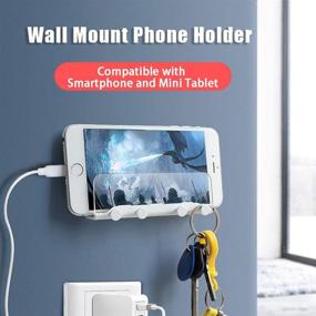 img 3 attached to Convenient Wall Mount Phone Holder and Key Hooks - Adhesive Kitchen Wall Organizer for Smartphones, 2 Pack