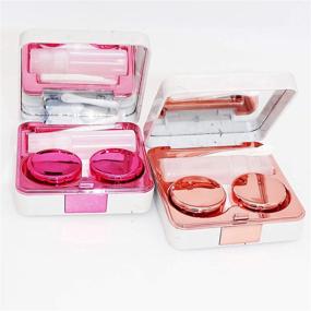 img 3 attached to 🌹 Stylish Rose Gold Marble Eye Contact Lens Case Travel Set with Mirror and Care Accessories