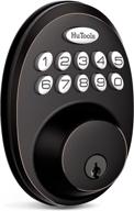 🔑 keypad keyless entry deadbolt lock, hutools electronic gate lock with 20 user codes, auto lock, 1 time code, 1 button locking, oil rubbed bronze finish logo