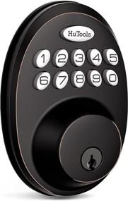 img 4 attached to 🔑 Keypad Keyless Entry Deadbolt Lock, HuTools Electronic Gate Lock with 20 User Codes, Auto Lock, 1 Time Code, 1 Button Locking, Oil Rubbed Bronze Finish