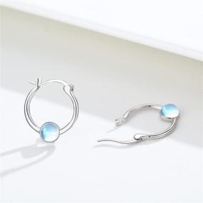 img 2 attached to ✨ Moonstone Hoop Earrings in 925 Sterling Silver | Round/Heart/Star Styles | Hypoallergenic & Sensitive Ear-Friendly | Moonstone Jewelry Gifts for Women, Girls, Teens