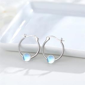 img 3 attached to ✨ Moonstone Hoop Earrings in 925 Sterling Silver | Round/Heart/Star Styles | Hypoallergenic & Sensitive Ear-Friendly | Moonstone Jewelry Gifts for Women, Girls, Teens