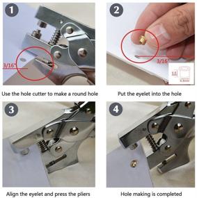 img 1 attached to 🔨 QLOUNI 3/16-inch Eyelet Hole Punch Pliers with 100 Eyelets Kit for Leather Fabric Belt Clothes Decorative Repair, Silvery