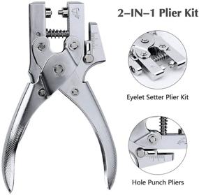 img 3 attached to 🔨 QLOUNI 3/16-inch Eyelet Hole Punch Pliers with 100 Eyelets Kit for Leather Fabric Belt Clothes Decorative Repair, Silvery