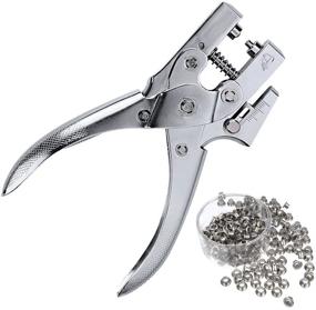 img 4 attached to 🔨 QLOUNI 3/16-inch Eyelet Hole Punch Pliers with 100 Eyelets Kit for Leather Fabric Belt Clothes Decorative Repair, Silvery