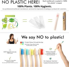 img 1 attached to 🌿 BAMBOOGALOO Organic Bamboo Toothbrush - 5 Pack with Wooden Toothbrushes, Cotton Buds & Dental Floss | Premium Natural Wood Toothbrush Design | Medium Firm Bristles | Plastic-Free Packaging