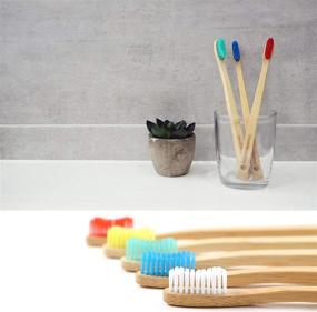 img 2 attached to 🌿 BAMBOOGALOO Organic Bamboo Toothbrush - 5 Pack with Wooden Toothbrushes, Cotton Buds & Dental Floss | Premium Natural Wood Toothbrush Design | Medium Firm Bristles | Plastic-Free Packaging