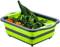 🥦 convenient collapsible cutting board with colander: multi-function kitchen tool for washing, draining, and storage (green) logo