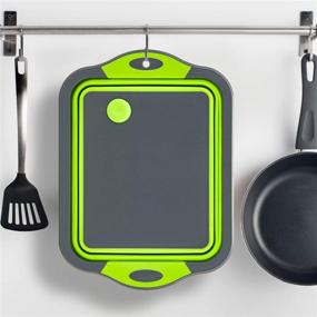 img 1 attached to 🥦 Convenient Collapsible Cutting Board with Colander: Multi-function Kitchen Tool for Washing, Draining, and Storage (Green)