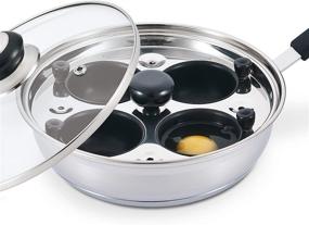 img 4 attached to Eggssentials Nonstick Egg Poacher Pan - Stainless Steel Poached Egg Maker, Food Grade Safe PFOA Free Cookware with Spatula, 4 Poaching Cups