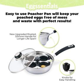 img 3 attached to Eggssentials Nonstick Egg Poacher Pan - Stainless Steel Poached Egg Maker, Food Grade Safe PFOA Free Cookware with Spatula, 4 Poaching Cups