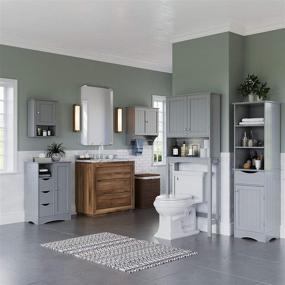 img 2 attached to 🗄️ RiverRidge Ashland Collection 1 Door, 3 Drawer, Gray Floor Cabinet: Stylish and Functional Storage Solution