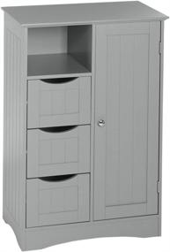 img 4 attached to 🗄️ RiverRidge Ashland Collection 1 Door, 3 Drawer, Gray Floor Cabinet: Stylish and Functional Storage Solution