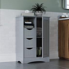 img 3 attached to 🗄️ RiverRidge Ashland Collection 1 Door, 3 Drawer, Gray Floor Cabinet: Stylish and Functional Storage Solution