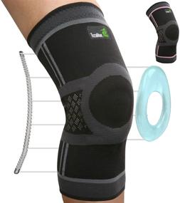 img 4 attached to 🦵 TechWare Pro Knee Compression Sleeve with Side Stabilizers, Patella Gel Pads – Ideal Knee Brace for Pain Relief, Workout, Arthritis & Meniscus Tear – Available in 5 Sizes – Single Pack