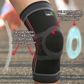 img 2 attached to 🦵 TechWare Pro Knee Compression Sleeve with Side Stabilizers, Patella Gel Pads – Ideal Knee Brace for Pain Relief, Workout, Arthritis & Meniscus Tear – Available in 5 Sizes – Single Pack