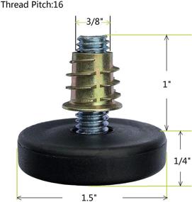 img 3 attached to 🪜 SINGTAN Furniture Levelers with Screw-in Nuts - 8 Pack, Heavy Duty Adjustable Feet 1-inch Legs, Table and Chair Levelers, 3/8''-16 Threaded Bolt, Thread Pitch: 16