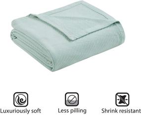 img 3 attached to 🛏️ Premium Soft Cozy 100% Ring Spun Cotton Twin Blanket for Bed, Couch, or Sofa - Madison Park Liquid Cotton Luxury Blanket in Sea Foam