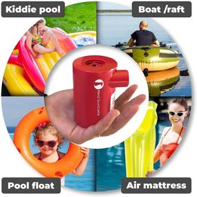 img 2 attached to 🔌 Red Suricata Rechargeable Air Pump – Mini Electric Inflatable Pump – USB Battery Powered & Portable Air Pump for Air Sofa, Pool Floats & Airbeds (NOT for Balloons)