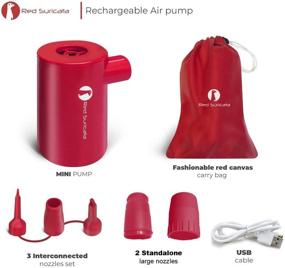 img 3 attached to 🔌 Red Suricata Rechargeable Air Pump – Mini Electric Inflatable Pump – USB Battery Powered & Portable Air Pump for Air Sofa, Pool Floats & Airbeds (NOT for Balloons)