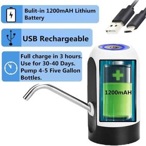 img 3 attached to 💦 Convenient Water Bottle Pump: Automatic USB Charging Dispenser for 3-5 Gallon Bottles – Ideal for Home, Office, and Outdoor Use (White)