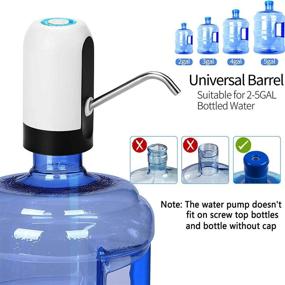 img 1 attached to 💦 Convenient Water Bottle Pump: Automatic USB Charging Dispenser for 3-5 Gallon Bottles – Ideal for Home, Office, and Outdoor Use (White)