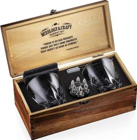 img 4 attached to 🥃 Mixology Whiskey Stones Gift Set for Men - Perfect Bourbon Gifts for Birthday or Anniversary - Pack of 2, 10 oz Glasses with 6 Stainless Steel Chilling Bullets, Coasters, Tongs, Cocktail Cards & Box