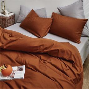 img 2 attached to 🍊 Houseri Rust Comforter Set for King Size Bed - Burnt Orange Bedding Set with Terracotta Comforter and Cinnamon Bedding - Solid Color Reddish Brown Bedding for Women and Men - Caramel King Bed Comforters and Quilts