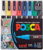 набор маркеров uni posca pc-3m8c с тонким наконечником - мультцветный - упаковка из 8 штук логотип