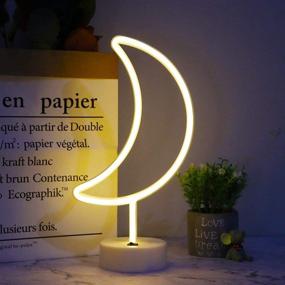 img 2 attached to Shimmering LED Moon Neon Sign - USB/Battery Operated Crescent Night Light with Holder Base - Perfect for Birthday, Wedding, Halloween, Christmas Decorations (Warm White)