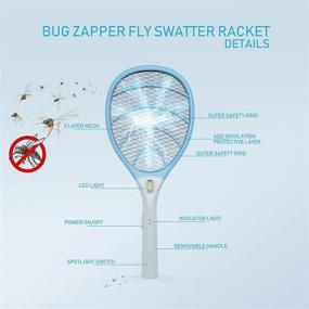 img 3 attached to Rechargeable Electric Bug Zapper Fly Swatter Racket - Powerful Handheld Wasp Mosquitoes Flies Insects Killer Racquet for Indoor & Outdoor Pest Control Bat - Eco-Friendly & Safe: 4000 Volt, Blue/Gray