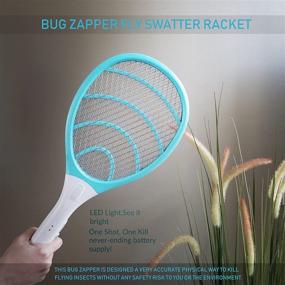 img 2 attached to Rechargeable Electric Bug Zapper Fly Swatter Racket - Powerful Handheld Wasp Mosquitoes Flies Insects Killer Racquet for Indoor & Outdoor Pest Control Bat - Eco-Friendly & Safe: 4000 Volt, Blue/Gray