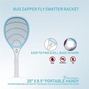 img 1 attached to Rechargeable Electric Bug Zapper Fly Swatter Racket - Powerful Handheld Wasp Mosquitoes Flies Insects Killer Racquet for Indoor & Outdoor Pest Control Bat - Eco-Friendly & Safe: 4000 Volt, Blue/Gray