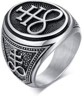 🔥 xuanpai retro unisex leviathan cross satanic ring: a bold & mysterious brimstone occult symbol signet band logo