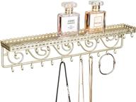 💍 gold-tone metal wall-mounted jewelry shelf with 25 necklace hooks by mygift: organize your cosmetics & accessories логотип