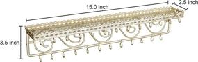 img 1 attached to 💍 Gold-Tone Metal Wall-Mounted Jewelry Shelf with 25 Necklace Hooks by MyGift: Organize Your Cosmetics & Accessories