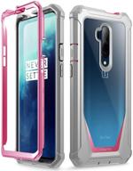 📱 poetic guardian series oneplus 7t pro/7 pro case - full-body hybrid shockproof bumper cover with built-in screen protector (pink/clear) logo