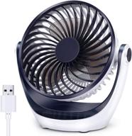 💨 compact tabletop desk fan with powerful airflow - quiet operation | portable usb mini fan - 2 adjustable cooling speeds | 360° rotatable head | ideal for home, office, bedroom, tabletop, desktop - 5.1 inch logo