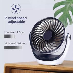 img 2 attached to 💨 Compact Tabletop Desk Fan with Powerful Airflow - Quiet Operation | Portable USB Mini Fan - 2 Adjustable Cooling Speeds | 360° Rotatable Head | Ideal for Home, Office, Bedroom, Tabletop, Desktop - 5.1 Inch