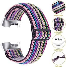 img 2 attached to Hopply Adjustable Elastic Nylon Bands Compatible With Fitbit Charge 4 / Charge 3 / 3SE Bands Wearable Technology