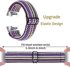 img 3 attached to Hopply Adjustable Elastic Nylon Bands Compatible With Fitbit Charge 4 / Charge 3 / 3SE Bands Wearable Technology