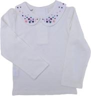 👚 dastan little girls top - white school uniform with floral embroidered collar blouses - long sleeve t shirt (3-11 years) logo