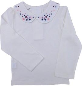 img 3 attached to 👚 Dastan Little Girls Top - White School Uniform with Floral Embroidered Collar Blouses - Long Sleeve T Shirt (3-11 Years)