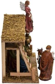 img 1 attached to 🎁 Premium Kurt Adler 12-Piece Nativity Set with Wooden Stable: A Symbolic Showcase of Elegance