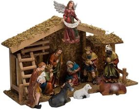 img 4 attached to 🎁 Premium Kurt Adler 12-Piece Nativity Set with Wooden Stable: A Symbolic Showcase of Elegance